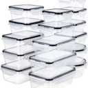 FOOYOO 32 Piece Food Storage Container with Lids (16 Containers + 16 Lids) - Plastic Food Containers with Lid, Airtight Leak Proof Snap Lock, BPA Free Storage Containers