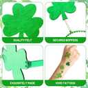 5 x 12Pcs St Patricks Day Headband Costume Accessories Set - Felt Clover Boppers Headband Shamrock Sunglasses Temporary Tattoos Irish Costume Accessories Irish Party Cosplay Favors