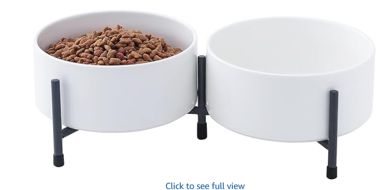 Ceramic Dog and Cat Bowls 2 Pack, 6,5". White