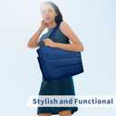 TOPDesign Puffer Tote Bag for Women, Lightweight Puffy Handbag with Compartments, Quilted Shoulder Bag for Work, Travel, Gym