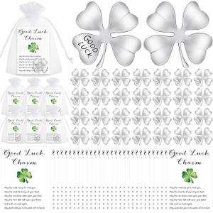 Ferreve St. Patrick's Day Good Luck Coins Four Leaf Clover Tokens St. Patrick's Day Pocket Tokens Blessing Poem Cards Good Luck Coins Charm for Friends Employee Coworkers Irish Gifts(Silver,50 Pcs)