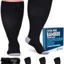 Doctor's Select 3 Pairs Plus Size Compression Socks Wide Calf | Bamboo Viscose Knee High Extra Wide Calf Compression Socks Women & Men | Black, XL
