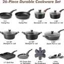 SENSARTE Pots and Pans Set Non stick, Non toxic Healthy Induction Cookware Sets, 26 Pcs Nonstick Kitchen Cooking Set, w/Frying Pans Set, Saucepans Set, Stockpots Set, PFOA PFOS Free, Black