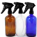Vivaplex, 3, Large, 16 oz, Empty, Assorted Colors, Glass Spray Bottles with Black Trigger Sprayer