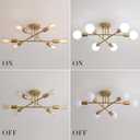 MEIXISUE Gold Modern Sputnik Chandelier Ceiling Light Fixtures,6-Lights Industrial Metal Semi Flush Mount Ceiling Light for Bedroom Dining Room Living Room Kitchen Hallway UL Listed