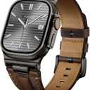 Leather Band for Apple Watch Ultra 3/Ultra 2 Bands 49mm 46mm 45mm 44mm, Top Genuine Leather Designer Replacement Strap for iWatch Ultra 3 2 1 SE series 11 10 9 8 7 6 5 4 3 (Black - Classic Retro Walnut)