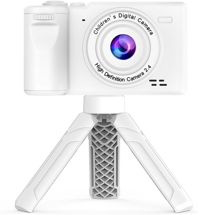 Andoer 1080P Kids Digital Camera with Tripod Mini Video Camera for Kids 12MP 2.4 Inch IPS Screen Built-in Battery with Neck Strap Mini Desktop Tripod Birthday for Boys Girls, White
