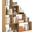 Tangkula 4-Tier Stepped Bookshelf, Freestanding 6 Cubes Ladder Bookcase with Anti-Tipping Kits, 64" Tall Modern Wooden Storage Display Rack for Home Office Living Room Study (1, Natural)