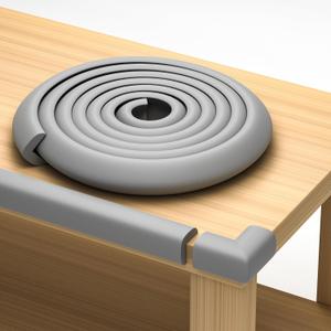 Baby Proof Corners 20.4ft and Edges with Furniture Corner & Edge Safety Bumpers, Impact-Absorbent 18ft Bumper & 8 Foam Corner Protectors, Thick, Odorless Table Edge Protectors for Baby | Grey (Gray)