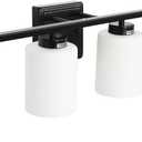Matte Black Vanity Light Fixture with White Glass Shade for Bathroom Over Mirror, 28.5 Inches