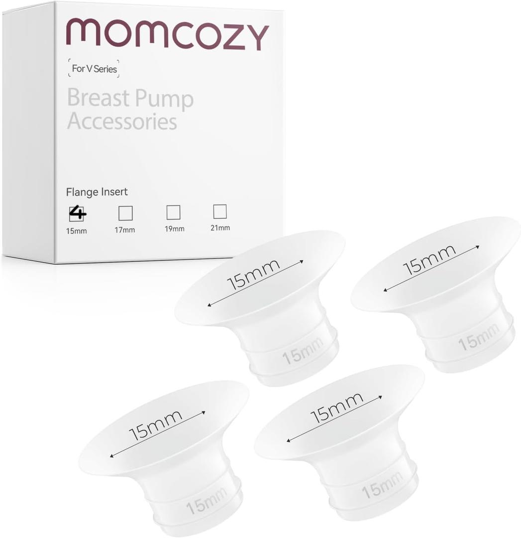 Momcozy Flange Insert 15mm Only for Momcozy V1 Pro/V2 Pro Breast Pump. Original V1 Pro/V2 Pro Breast Pump Replacement Accessories, 4PCS (15mm)