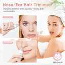 Ear and Nose Hair Trimmer Clipper - 2026 Professional Painless Eyebrow & Facial Hair Trimmer for Men Women, Battery-Operated Trimmer with IPX7 Waterproof, Dual Edge Blades for Easy Cleansing Pink