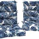 DYTXIII Outdoor High Back Chair Cushions Set of 2, Water Repellent Tufted Rocking Seat Cushions Replacement 44 x 22 Inch, Seat & Back Chair Pads for Patio, Balcony and Indoor Use -Palm Blue