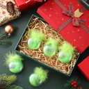 Soulchen 24 Pcs Lime Green Christmas Flat Ball Ornaments 2.36 Inch Green Flat Ball with Fuzzy Hair Hanging Ornament for Xmas Christmas Trees Fireplace Decorations, DIY Crafts