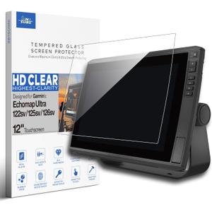 Tempered Glass Screen Protector for Garmin EchoMAP Ultra 122sv 125sv 126sv, Ultra 2 122sv/125sv/126sv Fishfinder 12 Inch Touchscreen Anti Finger Print (HD Clear)