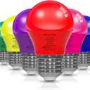ORALUCE 6 Colors Porch Light Bulb 40 Watt Equivalent,A15 LED Bulbs for Halloween Christmas Party Decoration and Lighting, Colored Light Bulb with E26 Base,5W 450LM Non-Dimmable,6 Pack. (Colorful)