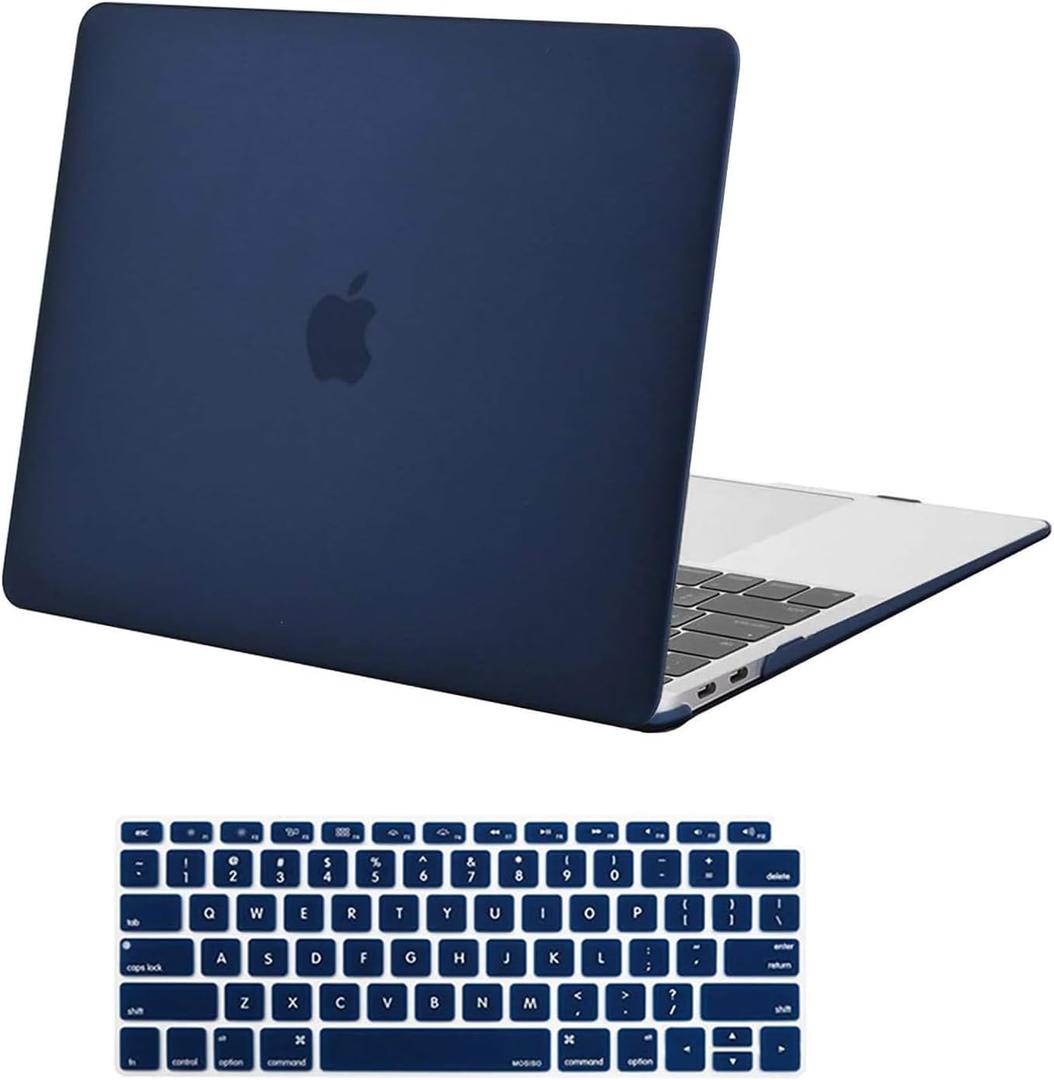 MOSISO Compatible with MacBook Air 13 inch Case 2022 2021 2020 2019 2018 Release A2337 M1 A2179 A1932 Touch ID, Plastic Hard Shell Cover&Keyboard Cover for MacBook Air 13.3 inch Case, Navy Blue