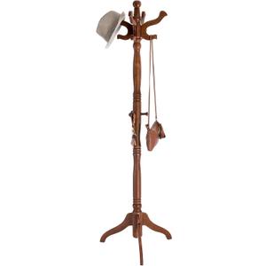 VASAGLE Coat Stand, Solid Wood Freestanding Coat Rack with 11 Hooks, Hall Tree for Bags, Purses, Hats, for Entryway, Hallway, Rubberwood, Walnut URCR05WN
