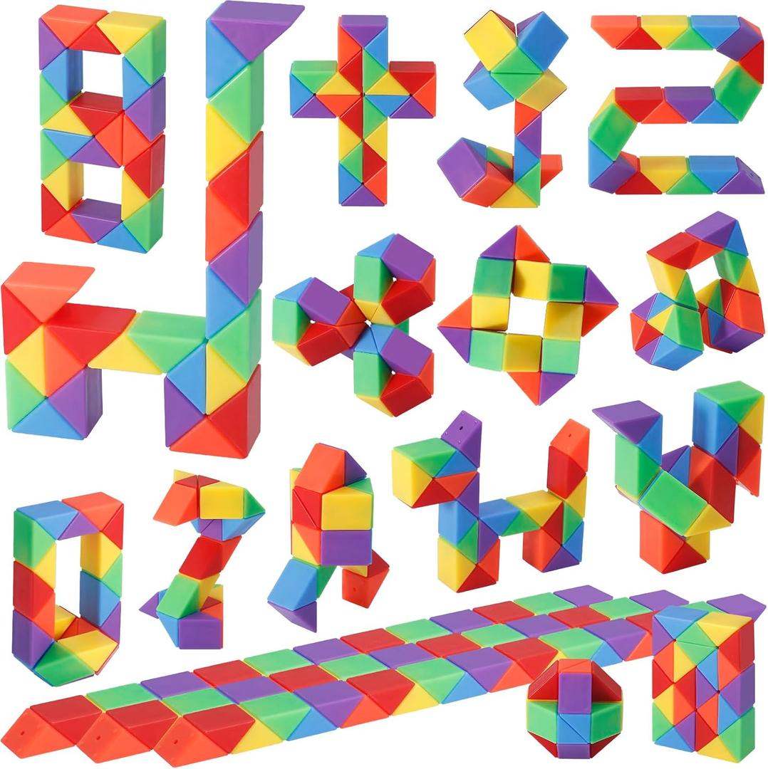 30 Pack Mini Fidget Snake Cube Toys Goodie Bag Stuffers for Kids, Treasure Box Toys for Classroom, Twist Puzzle for Party Favors, Birthday & Back to School Gifts, Stocking Stuffers for Kids