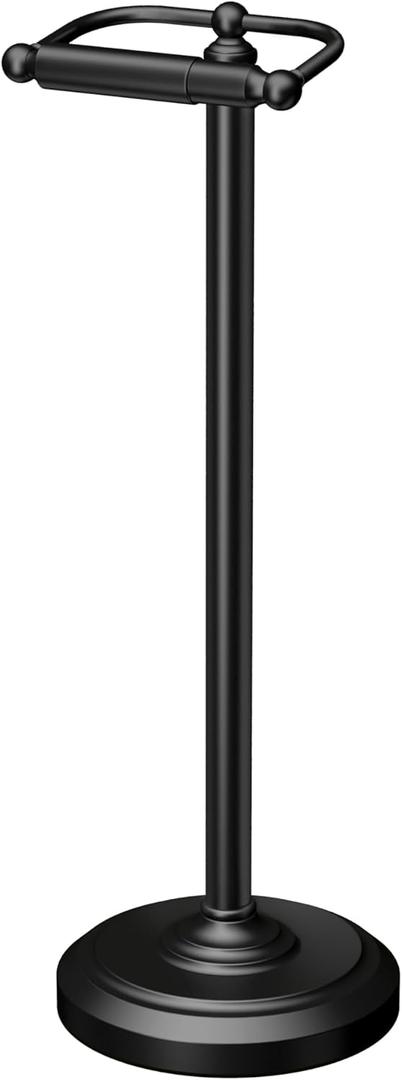 Gatco 1436MX, Freestanding Toilet Paper Holder, 22 H, Matte Black/Floor Standing Weighted Base Toilet Paper Holder Stand