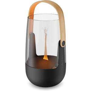Stadler Form Aroma Diffuser & Lantern Sophie, for Indoors and Outdoors, diffuses Essential Oils of Your Choice, Illuminated with Flame Effect, Battery-Operated up to 11 h, Black with Bamboo Handle