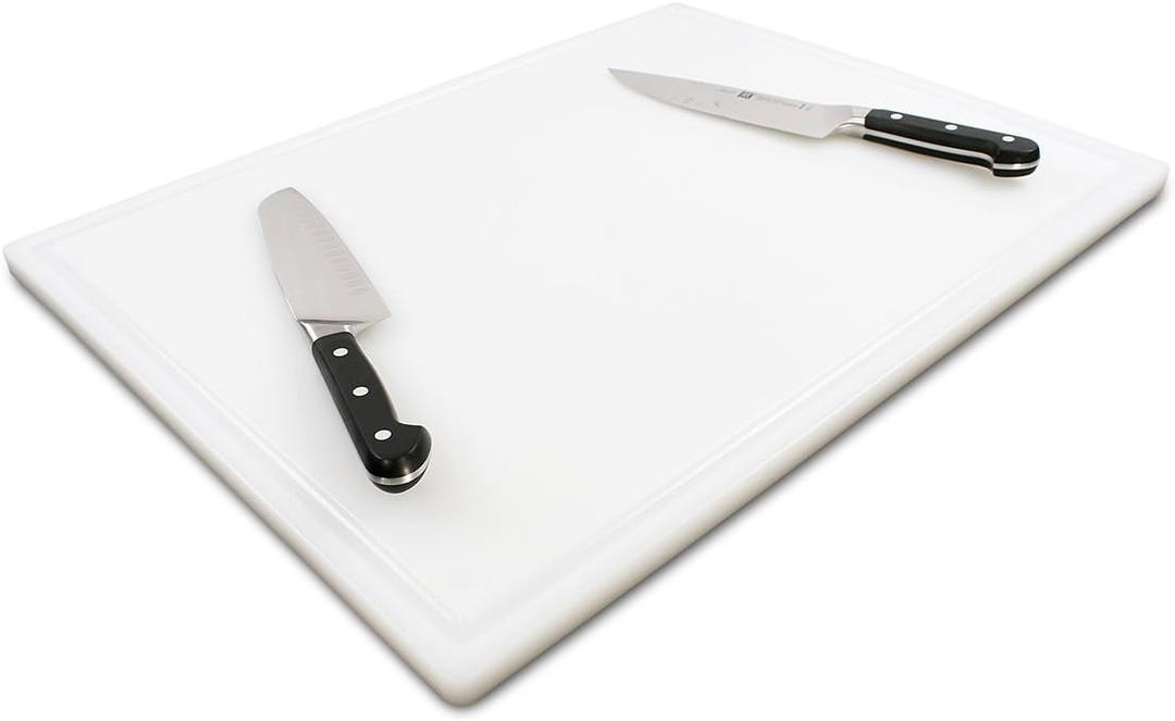 Extra Large Cutting Board 24x18 with Groove, 3/4" Heavy White Plastic