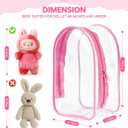 Protective Case for Plush Doll, Clear Hanging Display Cases for 17/15cm Plush Doll，Crossbody Doll Storage Bag for Collectibles Building Block Storage Bag（Pink，7.5 x 4.7 x 2.75 in）