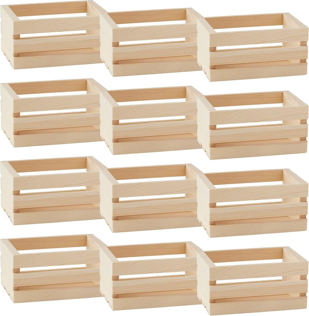 Make Market 5" Wooden Crate - Unfinished Wood Crate for Storage, Decorative Display, Arts & Crafts, Made of 100% Cedar - Bulk 24 Pack