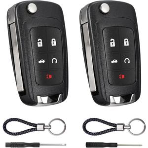 Key Fob Case Replacement 5 Button for Chevy Cruze Camaro Impala Equinox GMC Terrain Buick Regal Lacrosse 2010 2011 2012 2013 2014 2015 2016 2017 Keyless Entry Remote Control Car Key Fob Shell - 2 Pack
