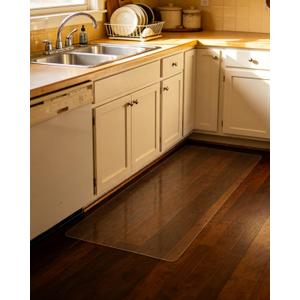 【16 Anti-Slip Stickers Included】 2'×4' Clear Plastic Floor Runner, Waterproof Clear Carpet Runner, Wipeable Vinyl Runners, Non Slip Floor Runners for Kitchen, Outdoor, Easy Clean Rug Protector Mat