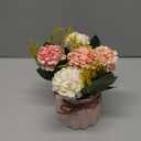 Fake Hydrangeas with Pot, Mini Hydrangea Artificial Flowers Artificial Plant in Ceramic Vase for Office Desktop Decorations (Pink)