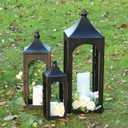 NEEDOMO Lanterns Decorative Indoor&Outdoor,Set of 3 Outdoor Lanterns for Porch, 26" Metal Frame Candle Holders with LED Candles, Fall, Christmas