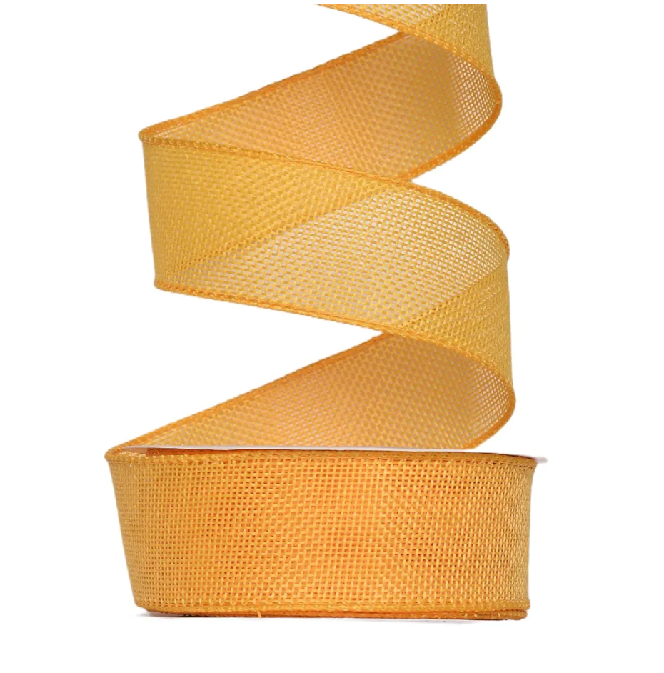 Ribest Burlap Yellow Wired Ribbon, 1 1/2 inch 10 Yard, Jute Ribbon for Decoration Bows Craft Gift Wrapping Wreath Pack of 2