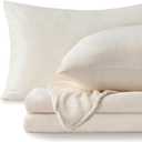 BEDELITE Flannel Sheets King Size White - Super Soft Fleece Sheets Set Fluffy Extra Plush, 4 Piece(Include Fitted Sheet, Flat Sheet, 2 Pillowcases)