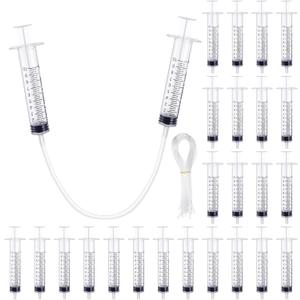 24 Pcs Hydraulic and Pneumatic Kit 10ml Plastic Syringe with 12 Pcs 20in Vinyl Handy Tubing for Science and Engineering Projects for Back to School Classrooms Scientific Labs