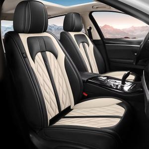 TTX LIGHTING Seat Covers Fit for Hyundai Tucson 2005-2026 Full Set Faux Leather Breathable Waterproof Car Seat Protector (5 Seats, Black & Beige)
