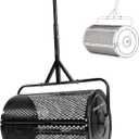 Compost Spreader 24 Inch Peat Moss Spreader with Installation Support Accessories, Metal Mesh Roller Lawn Spreader for Top Soil, Manure, Mulch, Top Dressing - Garden spreaders for lawns