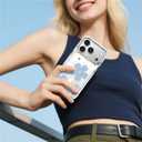 Magnetic Case for iPhone 17 Pro Design On Clear Base, Compatible with MagSafe, Slim Protective Soft TPU Bumper Phone Cover Women Girls Case-Cute Blue Flower Garden