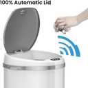 iTouchless 8 Gallon Trash Can with Odor Filter, White Stainless Steel Trashcan Round Garbage Bin for Home Office Work Bedroom Living Room Garage Large Capacity Slim Wastebasket