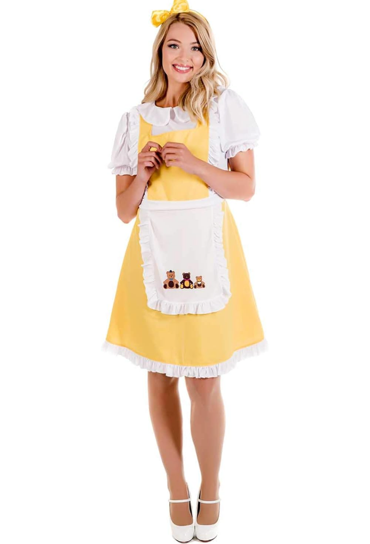 fun shack Womens Golden Hair Book Character Costume Halloween Teacher Womens Book Character Costumes for Adults, Size S