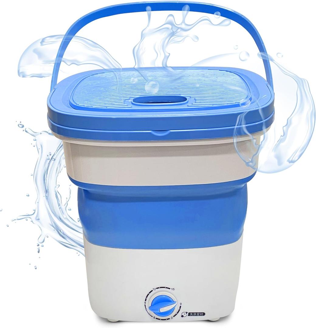 Pyle Portable Mini Washing Machine, Lightweight Collapsible Foldable Bucket Washer for Camping, Travelling, Dorms and Apartments, Compact 1kg Capacity, Blue, Pure Clean PUCWM33