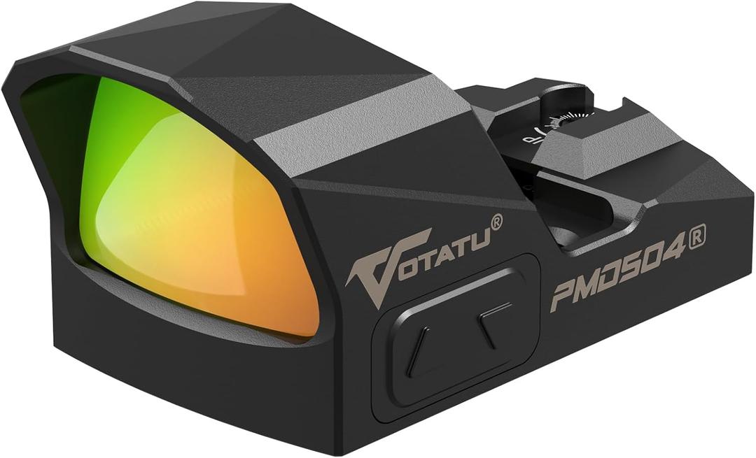 VOTATU PMD504-R Multiple Reticle Red Dot Sight Compatible with RMR Footprint and Picatinny Mount - Shake Awake 1x24mm Micro Reflex Sight 2 MOA Dot 62 MOA Circle Optic (Black)