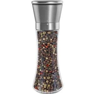 Tall Pepper Grinder or Pepper Mill, Manual Salt Grinder Refillable with Adjustable Coarseness, Black Pepper Grinder Made of Stainless Steel, Himalayan Salt and Sea Salt Grinder