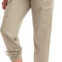BVVU Women's Hiking Pants Lightweight Quick Dry Travel Outdoor Pants Waterproof Work Cargo Joggers with Zipper Pockets (Medium, Khaki)