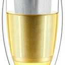 Glass Tea Cup with Infuser and Lid, Tea Infuser Mug in 12 OZ/350ML, Heat-Proof Double Wall Glass Tea Cup, 100% Plastic-Free Tea Mug with Lid and Strainer, Keeps Drinks Hot/Cold Longer Time