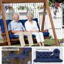 Durable Extra 5" Thick Waterproof Outdoor Porch Swing Cushions 60-inch Swing Cushions 3 Seater Replacement Fade-Resistant with Backrest and 8 Ties, for Outdoor Patio Long Bench Furniture