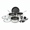 Pots and Pans Set Non Stick, Hybrid Stainless Steel Cookware Sets, Non Stick Frying Pans, Saucepans, Saute Pan & Stock Pot, PFOA Free Kitchen Skillet,Induction Compatible