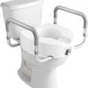 HOMLAND Raised Toilet Seat with Handles, Handicap Toilet Seat Risers for Seniors, Elevated Toilet Seat Fits Most Elongated & Standard Toilet, Gray