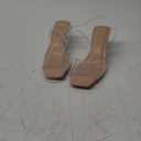 mysoft Women's Clear Heels Low Chunky Heel Open Toe Transparent Zebra Rhinestones Block Heeled Sandals Ankle Strap Shoes (7.5, Nude)