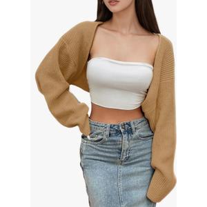 LOFAAC Women Y2K Open Front Rib Knit Shrug Crop Cardigan Solid Drop Shoulder Puff Long Sleeve Crop Bolero Sweater Tops Small LOFAAC Women Y2K Open Front Rib Knit Shrug Crop Cardigan Solid Drop Shoulder Puff Long Sleeve Crop Bolero Sweater Tops Small